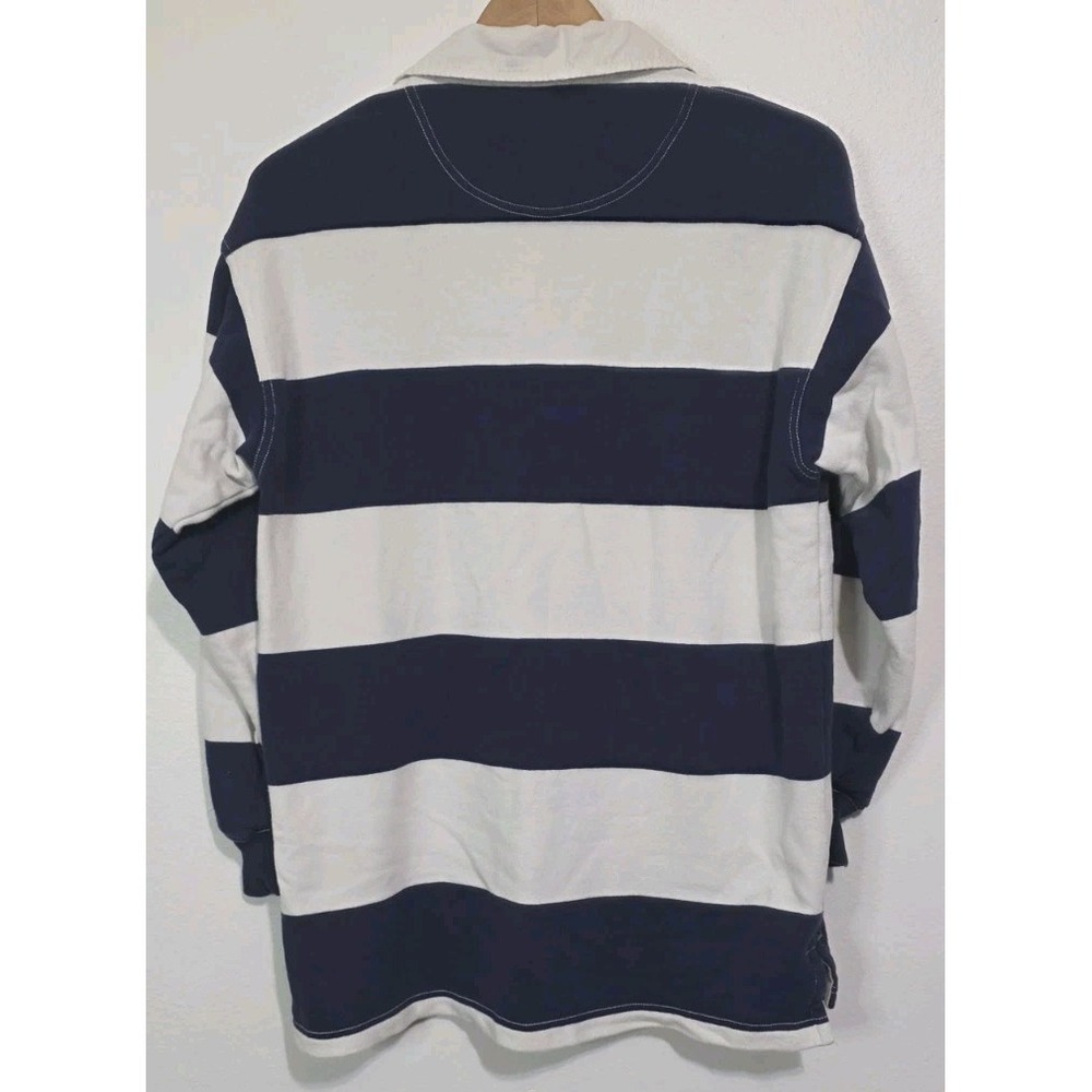 Aerie Prep Rally Rugby Sweatshirt Blue White Striped Oversized XS Pullover EUC - Picture 4 of 8